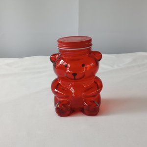 NWT   Big Red Glass Bear Container